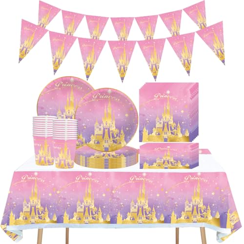 62 Rosa Prinzessin Schloss Geburtstag Partygeschirr, Kindergeburtstag Geschirr, Mädchengeburtstag Party, Tassen, Teller, Tischdecken, Tücher, Geburtstag Fahnen, für 20 Personen 62 Rosa Prinzessin Schloss Geburtstag Partygeschirr, Kindergeburtstag Geschirr, Mädchengeburtstag Party, Tassen, Teller, Tischdecken, Tücher, Geburtstag Fahnen, für 20 Personen von YINcrinx