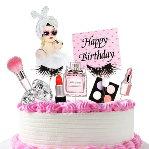 8 Stück Mädchen simuliert Kosmetik kreative Schönheit Kuchen Dekorationen, Kosmetik-Kuchen Dekorationen, Mädchen Kuchen Dekorationen, Mädchen Schönheit Party von YINcrinx