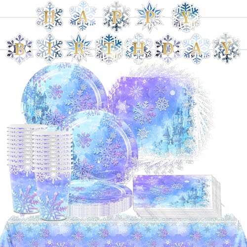 YINcrinx 62PCS Frozen Party Geschirr Set, Geburtstag Fischschwanzflagge Dekoration, Geburtstag Party Geschirr für Kinder Geburtstagsparty, Schneeflocken Dekoration YINcrinx 62PCS Frozen Party Geschirr Set, Geburtstag Fischschwanzflagge Dekoration, Geburtstag Party Geschirr für Kinder Geburtstagsparty, Schneeflocken Dekoration von YINcrinx