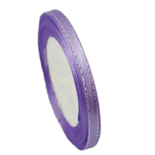 (25 Yards/Rolle) 6 mm silberfarbenes Satinband für Geschenkverpackungen – Hellviolett von YIPCFXDJ