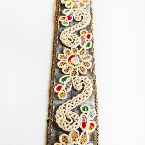 3,8 cm breites Blumen-Stickband im ethnischen Stil, DIY-Hochzeitskleid, Kragen, Kleidungszubehör von YIPCFXDJ