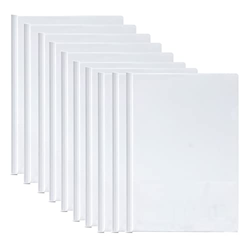 10 Stück Klar A4 Sliding Bar Binder, Kunststoff Bericht Abdeckungen, Clip Bar Datei, Schiebe Ordner für Zuhause Schule Büro Dokumente Klassifizierung - Weiß von YIPUETERNITY