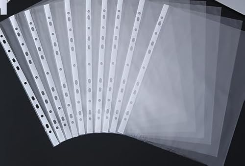 200 Stück Klarsichthüllen, A4, Kunststoff, gelocht, seitliche Öffnung, 30 Mikron transparente Ringbuch-Poly-Hüllen, transparente Dokumententaschen zum Schutz von Papier, Akten und Dokumenten von YIPUETERNITY