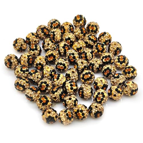 YIQIFLY 100 Stück runde Strassperlen mit Leopardenmuster für Schmuckherstellung, 10 mm von YIQIFLY