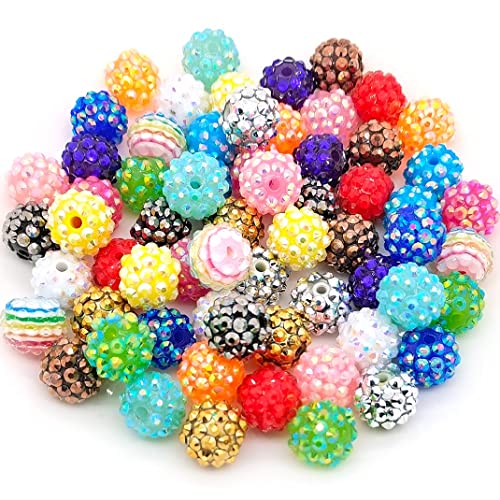 20 mm, 16 mm, 14 mm, 12 mm, 10 mm, bunte Strass-Perlen, runde Abstandshalter für Schmuck, Armband, Halskette, Stift, Tasche, Kette, Bastelbedarf (14 mm gemischte Farben) von YIQIFLY