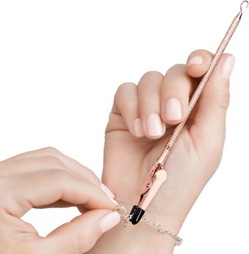 Armband-Helfer-Werkzeug mit Haken – Befestigungswerkzeug für Armband, Halskette, Schmuck, Uhr – Clip, Verschluss-Helfer – tragbar, einfach zu bedienen, aus Metall – Rose von YIRUIDD