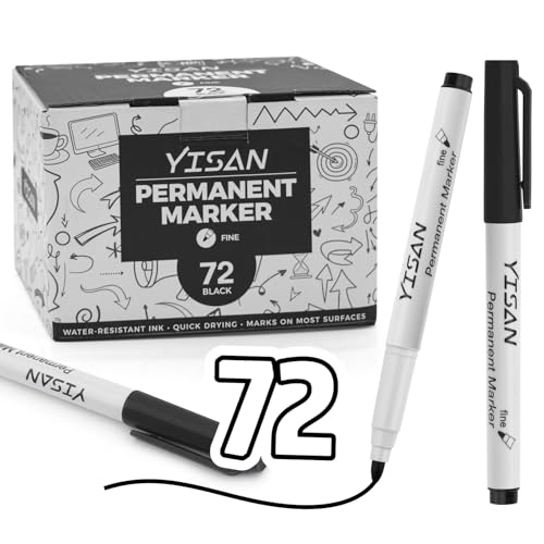 YISAN Permanent Marker Dünn Bulk 72 Stück,Permanentstift Schwarz Feine Spitze, für Kunststoff, Stein, Glas, Metall,71501 YISAN Permanent Marker Dünn Bulk 72 Stück,Permanentstift Schwarz Feine Spitze, für Kunststoff, Stein, Glas, Metall,71501 von YISAN