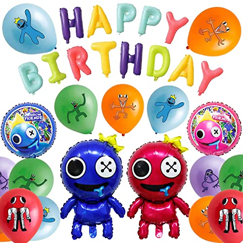 Rainbow Friends Thema Party Ballons, 15 Stück Rainbow Friends Geburtstag Deko Set, Birthday Banner, Folienballon Geburtstag, Rainbow Friends Luftballons für Kindergeburtstag Geburtstagsfeier von YISKY