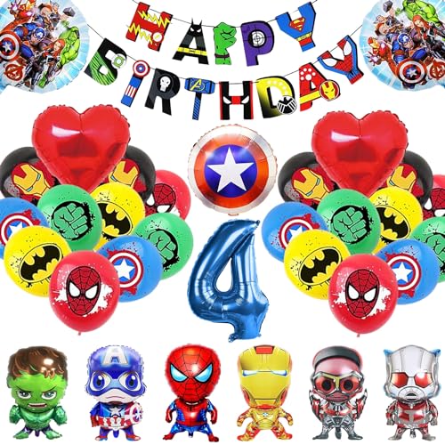 33 Stück Super-helden Deko Geburtstag 4 Jahre, Super-helden Luftballons Geburtstag 4 Jahre, Superhelden Luftballon Kindergeburtstag Deko, Super-held Party Luftballons Dekoration für Kinder 33 Stück Super-helden Deko Geburtstag 4 Jahre, Super-helden Luftballons Geburtstag 4 Jahre, Superhelden Luftballon Kindergeburtstag Deko, Super-held Party Luftballons Dekoration für Kinder von YISKY
