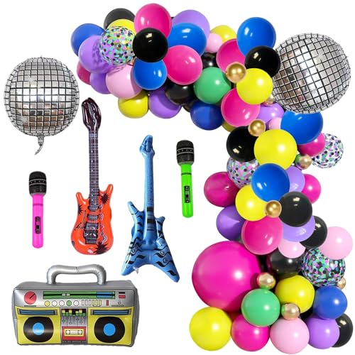 80er 90er Party Luftballons, 80 Stück Rock Disco Party Ballons, Disco Motto Luftballons, 80er 90er Folienballon, Hip Hop Disco Luftballon, für 80er 90er Jahre Retro Disco Hip Hop Deko von YISKY