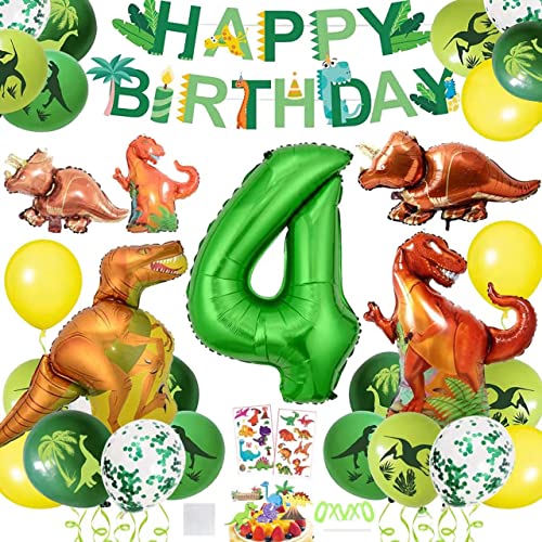 Dinosaurier Geburtstag Dekorationen, 40 Stück Dinosaurier Geburtstag Deko Set, Dino Luftballons Geburtstag 4 Jahr, Dino Deko Kindergeburtstag, Geburtstag Deko Junge Dinosaurier für Babyparty von YISKY
