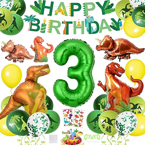 Dinosaurier Geburtstag Deko Set, 40 Stück Dinosaurier Geburtstag Dekorationen, Dino Luftballons Geburtstag 3 Jahr, Grün Dino Luftballon, Dino Party Kindergeburtstag, Dino Geburtstag Deko von YISKY