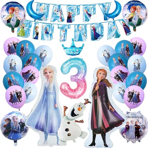 Frozen Party Luftballons, 30 Stück Frozen Geburtstag Ballons, Frozen Thema Party Ballons, Elsa Prinzessin Folienballon, Frozen Ballon Geburtstagsdeko, für Geburtstag 3 Jahre Mädchen von YISKY