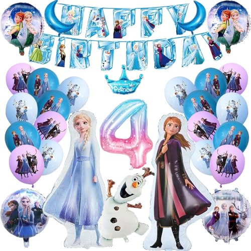 Frozen Party Luftballons, 30 Stück Frozen Geburtstag Ballons, Frozen Thema Party Ballons, Elsa Prinzessin Folienballon, Frozen Ballon Geburtstagsdeko, für Geburtstag 4 Jahre Mädchen von YISKY