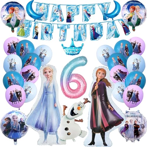 Frozen Party Luftballons, 30 Stück Frozen Geburtstag Ballons, Frozen Thema Party Ballons, Elsa Prinzessin Folienballon, Frozen Ballon Geburtstagsdeko, für Geburtstag 6 Jahre Mädchen von YISKY
