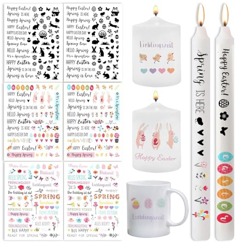 Ostern Kerzensticker, 6 Stück Kerzentattoo Folie, Ostern Tattoo Folie, Hasen, Schmetterlings und Eier Kerzen Sticker, Kerzen Tattoofolie Sprüche, Ostern Kerzenfolie für Kerzen oder Keramik Ostern Kerzensticker, 6 Stück Kerzentattoo Folie, Ostern Tattoo Folie, Hasen, Schmetterlings und Eier Kerzen Sticker, Kerzen Tattoofolie Sprüche, Ostern Kerzenfolie für Kerzen oder Keramik von YISKY