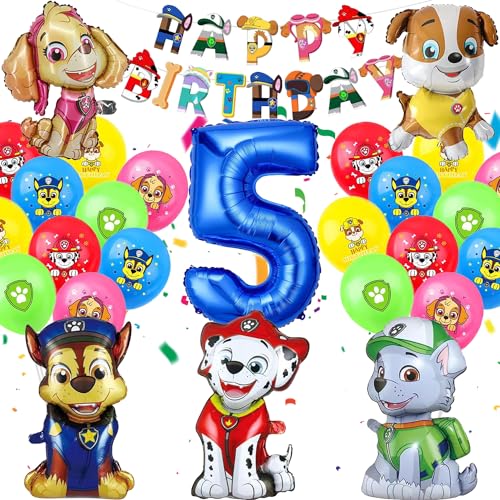 Paw Luftballons Kindergeburtstag, Hund Dog Patrol Blau luftballon Geburtstag, Paw Dog Ballons, Happy Birthday Banner für Kindergeburtstag Partydeko (C) von YISKY