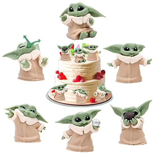Yoda Minifiguren Set, 6 Stück Torte Topper, Cupcake Figuren, Yoda Deko Geburtstag, Star Wars Kuchen Dekoration, Yoda Puppendekoration, Kuchendeko, fur Mädchen, Junge von YISKY
