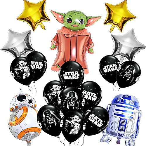 Star Wars Ballons, Star Wars Party Luftballons, Yoda Party Balloons, Star Wars Luftballons, Star Wars Folienballon, Yoda Geburtstag Dekoration Set, Star Krieg Geburtstagsdeko von YISKY