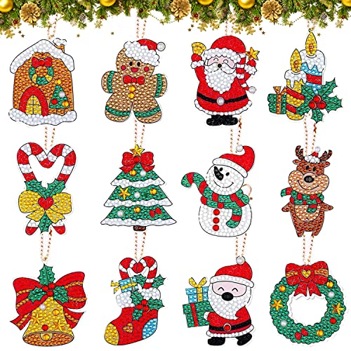 Weihnachten Diamant Malerei DIY Set, 12pcs Diamant painting weihnachten, 5D Diamond Painting Weihnachten Anhänger, Weihnachten Diamant Schlüsselanhänger, Weihnachten Schlüsselring für Geschenkidee Weihnachten Diamant Malerei DIY Set, 12pcs Diamant painting weihnachten, 5D Diamond Painting Weihnachten Anhänger, Weihnachten Diamant Schlüsselanhänger, Weihnachten Schlüsselring für Geschenkidee von YISKY