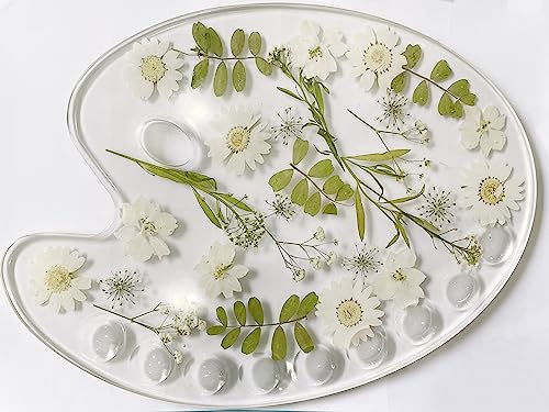 RISEON Epoxid-getrocknete Blumen-Malpaletten, Künstler, bunte botanische Farbschale, Pad-Halter, gepresste Blumen, Make-up-Paletten zum Mischen von Farben, Aquarell und Acrylfarben, Kunstwerkzeuge von YISSEN