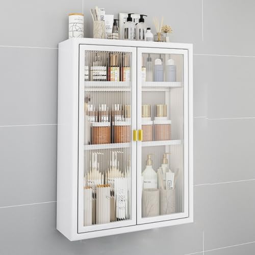 YITAYMLI Hängeschrank Bad, 50*14*70cm, Weiß, Metall, Wasserfest, Robust, Magnetverschluss, Verstellbare Regalböden, Badezimmer von YITAYMLI