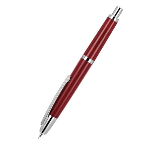 YIUPEDRFG Transparenter, einziehbarer Füllfederhalter mit EF Spitze, Schulbedarf, Stift, Schreibwaren, EF Press Füllfederhalter, 0,38 mm, transparent, Rot, 0.38 mm von YIUPEDRFG