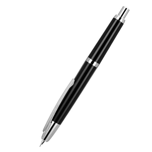 YIUPEDRFG Transparenter, einziehbarer Füllfederhalter mit EF Spitze, Schulbedarf, Stift, Schreibwaren, EF Press Füllfederhalter, 0,38 mm, transparent, Schwarz, 0.38 mm von YIUPEDRFG
