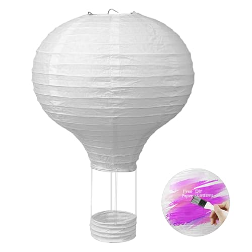 YIWONFU 1 Stück Hängende Papierlaternen Ø30cm, Weiß Flammhemmend/Zusammenklappbar Heißluftballon mit Gondel und Metallbügel, Deko Ballon Lampenschirm für DIY, Geburtstag, Party YIWONFU 1 Stück Hängende Papierlaternen Ø30cm, Weiß Flammhemmend/Zusammenklappbar Heißluftballon mit Gondel und Metallbügel, Deko Ballon Lampenschirm für DIY, Geburtstag, Party von YIWONFU