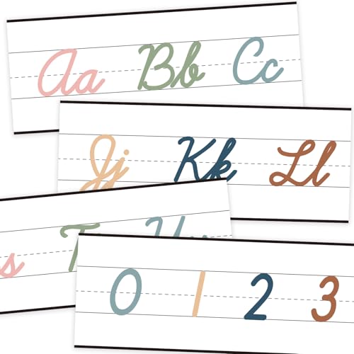 12 Stück Alphabet-Linie für Klassenzimmer Wand Boho Kursive Alphabet Linie Pinnwand Set ABC Banner und Zahlen Bordüre Poster für Klassenzimmer Dekor 12 Stück Alphabet-Linie für Klassenzimmer Wand Boho Kursive Alphabet Linie Pinnwand Set ABC Banner und Zahlen Bordüre Poster für Klassenzimmer Dekor von YIXAXKAO