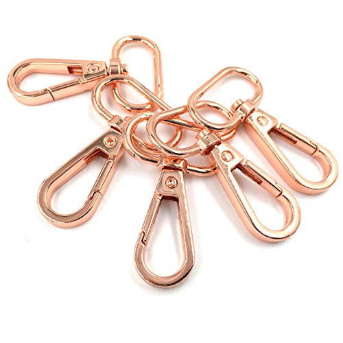 YIXI-SBest 20 Stück 2,5 cm Innendurchmesser oval Ring Karabinerverschluss Klaue Schwenkbar für Gurt Druck Tor Karabinerverschluss Haken schwenkbar Snap Modeclips (20 Stück Roségold, 1 Zoll) von YIXI-SBest