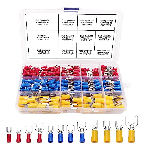 YIXISI 245 Stücke Fork Spade Kabelschuhe Set, Quetschverbinder Set, Crimpverbinder, Isolierte Elektrische Steckverbinder Klemme von YIXISI