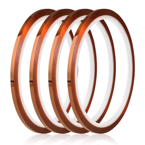 YIXISI 4 Stücke 3mmx33m Kapton Tape, Hohe Temp Tape, Hohen Temperaturen Hitzebeständig Klebeband, Polyimid Film Klebeband von YIXISI