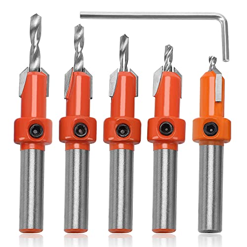 YIXISI 5 Stücke 10mm HSS Kegelsenkerbohrer Set, Kegelsenker Bit, Fasenzähler, Kegelbohrer, für Holzbearbeitung, Kunststoff, Bohrlöcher, mit Sechskantschlüssel und Schraube YIXISI 5 Stücke 10mm HSS Kegelsenkerbohrer Set, Kegelsenker Bit, Fasenzähler, Kegelbohrer, für Holzbearbeitung, Kunststoff, Bohrlöcher, mit Sechskantschlüssel und Schraube von YIXISI