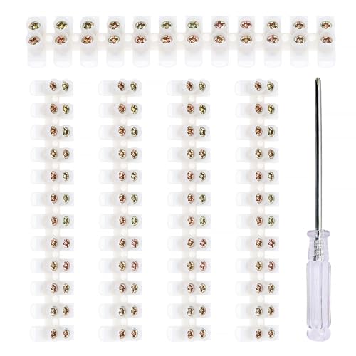 YIXISI 5 Stücke 12-polige Klemmleisten Elektro, Zweireihig 12 Positionen Drahtverbinder Schraubklemmenblock, 20A Lüster klemmen, mit Schraubendreher, für Verkabelungskabel YIXISI 5 Stücke 12-polige Klemmleisten Elektro, Zweireihig 12 Positionen Drahtverbinder Schraubklemmenblock, 20A Lüster klemmen, mit Schraubendreher, für Verkabelungskabel von YIXISI