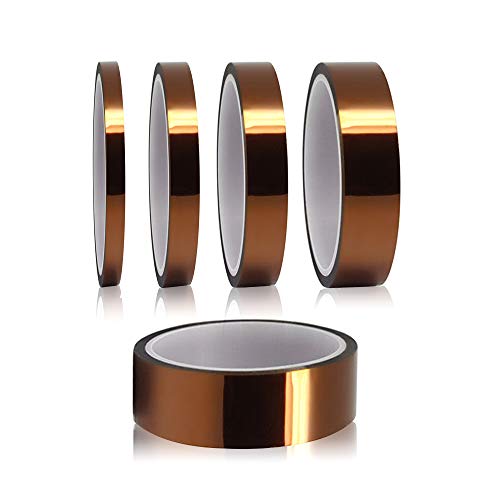 YIXISI 5 Stücke Kapton Tape, Hohe Temp Tape, Hohen Temperaturen Hitzebeständig Klebeband, Polyimid Film Klebeband (3mm/6mm/8mm/12mm/25mm * 33m) von YIXISI