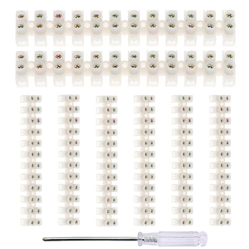 YIXISI 8 Stücke 12-polige Klemmleisten Elektro, Zweireihig 12 Positionen Drahtverbinder Schraubklemmenblock, 10A Lüster klemmen, mit Schraubendreher, für Verkabelungskabel von YIXISI