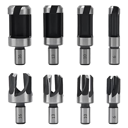 YIXISI 8 Stücke Zapfenbohrer Set, 6mm / 10mm / 13mm / 16mm, Holz Plug Cutter Bohrer Set, Plug Loch Cutter, Gerade und Konische Krallen Bohrer, Kohlenstoffstahl Holz-Zapfenschneider YIXISI 8 Stücke Zapfenbohrer Set, 6mm / 10mm / 13mm / 16mm, Holz Plug Cutter Bohrer Set, Plug Loch Cutter, Gerade und Konische Krallen Bohrer, Kohlenstoffstahl Holz-Zapfenschneider von YIXISI