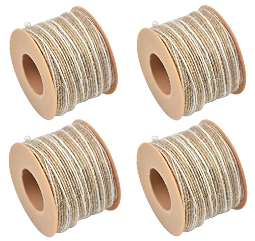 Geschenkband Jute Juteband Natur Dekobänder Vintage Leinenband für DIY-Kunsthandwerk Geschenkverpackung Hochzeit Party Home Dekoration 4 Rollen(6mm × 10m) von YIYICO