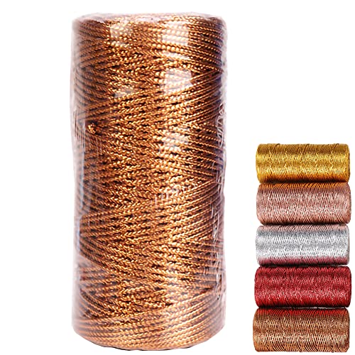 Goldkordel Metallic Kordel Goldfaden Zum Basteln 100M Goldschnur 1.5 mm Breit für DIY Kunsthandwerk Schmuckschnur oder Geschenkverpackungen Weihnachtsschnur 1 Rolle (Bronze) von YIYICO