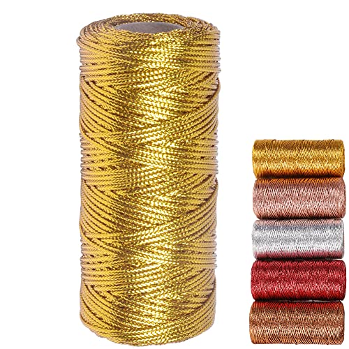 Goldkordel Metallic Kordel Goldfaden Zum Basteln 100M Goldschnur 1.5 mm Breit für DIY Kunsthandwerk Schmuckschnur oder Geschenkverpackungen Weihnachtsschnur 1 Rolle (Gold) von YIYICO