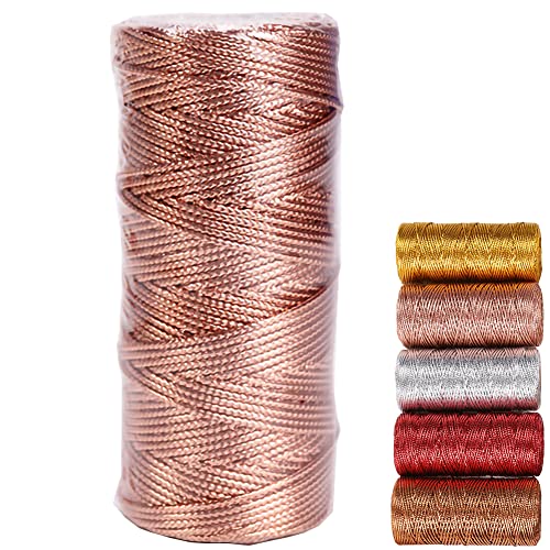 Goldkordel Metallic Kordel Goldfaden Zum Basteln 100M Goldschnur 1.5 mm Breit für DIY Kunsthandwerk Schmuckschnur oder Geschenkverpackungen Weihnachtsschnur 1 Rolle (Rosegold) von YIYICO