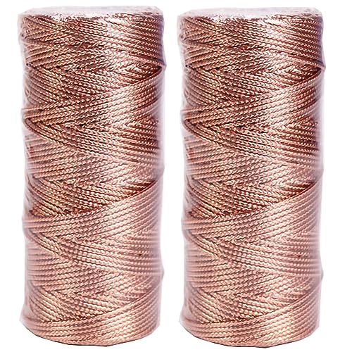 Goldkordel Metallic Kordel Goldfaden Zum Basteln 2 Rolle 100M Goldschnur 1.5 mm Breit für DIY Kunsthandwerk Schmuckschnur oder Geschenkverpackungen Weihnachtsschnur (Rosegold + Rosegold) von YIYICO