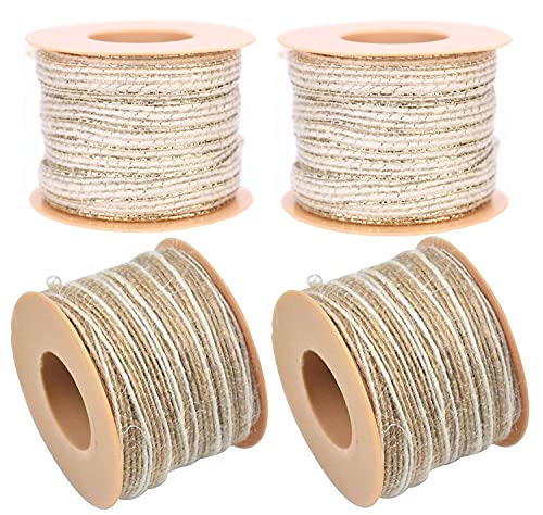 YIYICO Geschenkband Jute Juteband Natur Dekobänder Vintage 4 Rollen Leinenband für DIY-Kunsthandwerk Geschenkverpackung Hochzeit Party Home Dekoration (6mm × 10m) von YIYICO