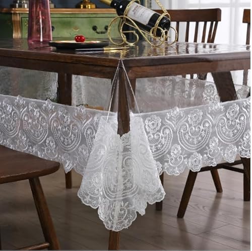 Transparente Tischdecke 0.22mm ，Glasklar Folie Tischschutz，Wasserdicht Abwaschbar，Fettdicht Tischschutzfolie，Vielseitig Einsetzbare & Abwaschbare Tischdecke (fig. reaktionär, 150 * 220cm) von YIYOUSEN