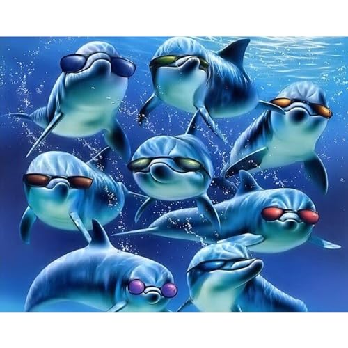 YIYUE 5D Diamond Painting Kits Bilder für Erwachsene, Delphin DIY Diamant Malerei Painting Bilder Set, Diamond Art Full Runder Malen Nach Zahlen Erwachsene Set (35x35cm), Nr. 6 von YIYUE