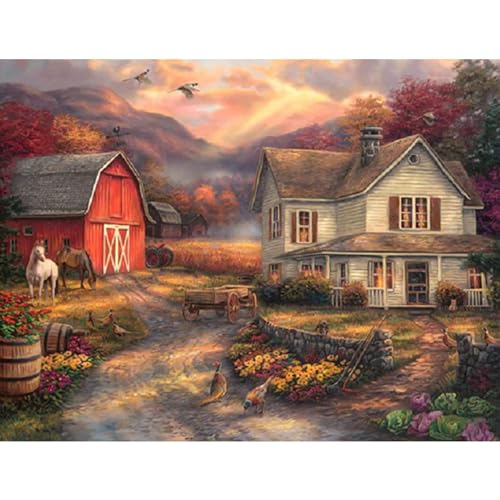 YIYUE 5D Diamond Painting Kits Bilder für Erwachsene, Haus DIY Diamant Malerei Painting Bilder Set, Diamond Art Full Runder Malen Nach Zahlen Erwachsene Set (35x45cm), Nr. 1 von YIYUE