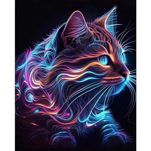 YIYUE 5D Diamond Painting Kits Bilder für Erwachsene, Kat DIY Diamant Malerei Painting Bilder Set, Diamond Art Full Runder Malen Nach Zahlen Erwachsene Set (35x45cm), Nr. 14 von YIYUE