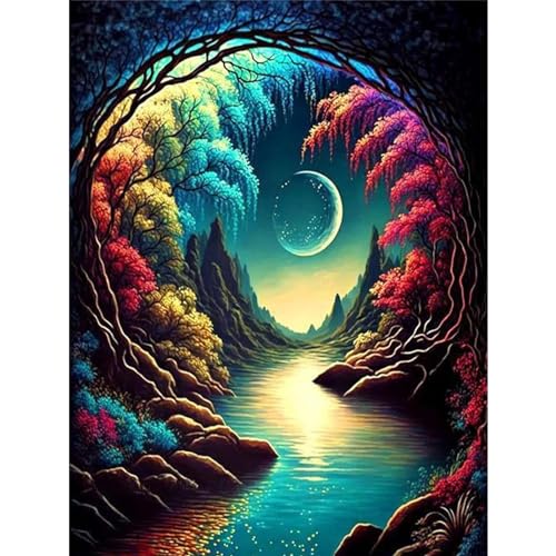 YIYUE 5D Diamond Painting Kits Bilder für Erwachsene, Mond DIY Diamant Malerei Painting Bilder Set, Diamond Art Full Runder Malen Nach Zahlen Erwachsene Set (35x45cm), Nr. 14 von YIYUE