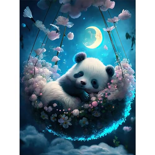 YIYUE 5D Diamond Painting Kits Bilder für Erwachsene, Panda DIY Diamant Malerei Painting Bilder Set, Diamond Art Full Runder Malen Nach Zahlen Erwachsene Set (35x45cm), Nr. 1 von YIYUE